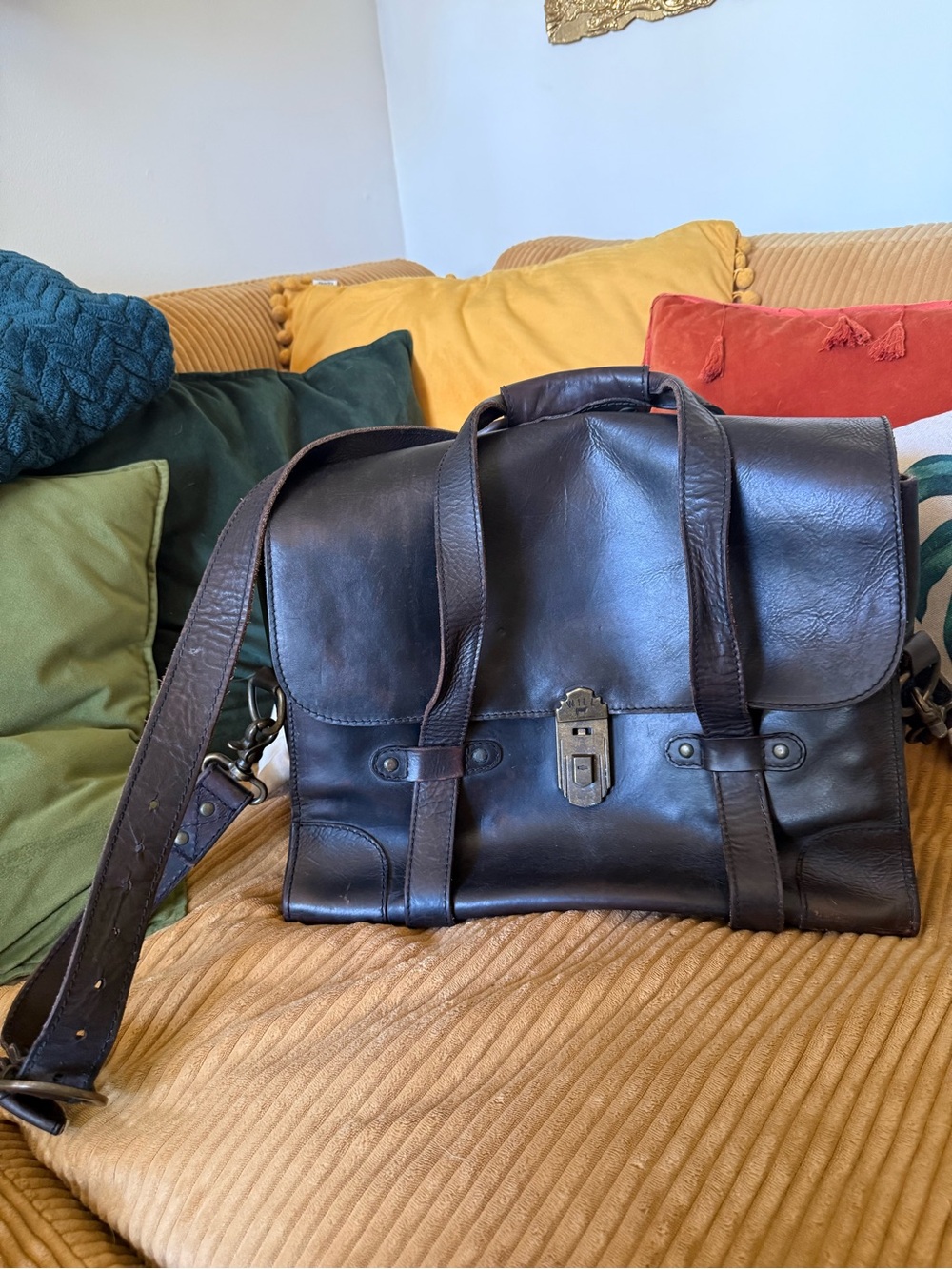 Wills Leather Goods Burnished Dark Brown Everett Satchel Briefcase